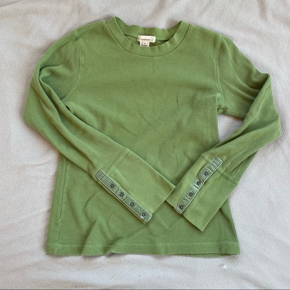 Sundance Long-Sleeve Green Button Sleeve Shirt